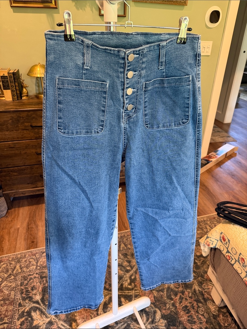 Women’s Blue Denim Button-Fly Jeans